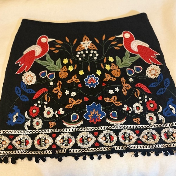 Altar’d State Embroidered Black Skirt with Colorful Floral Design - Picture 1 of 3